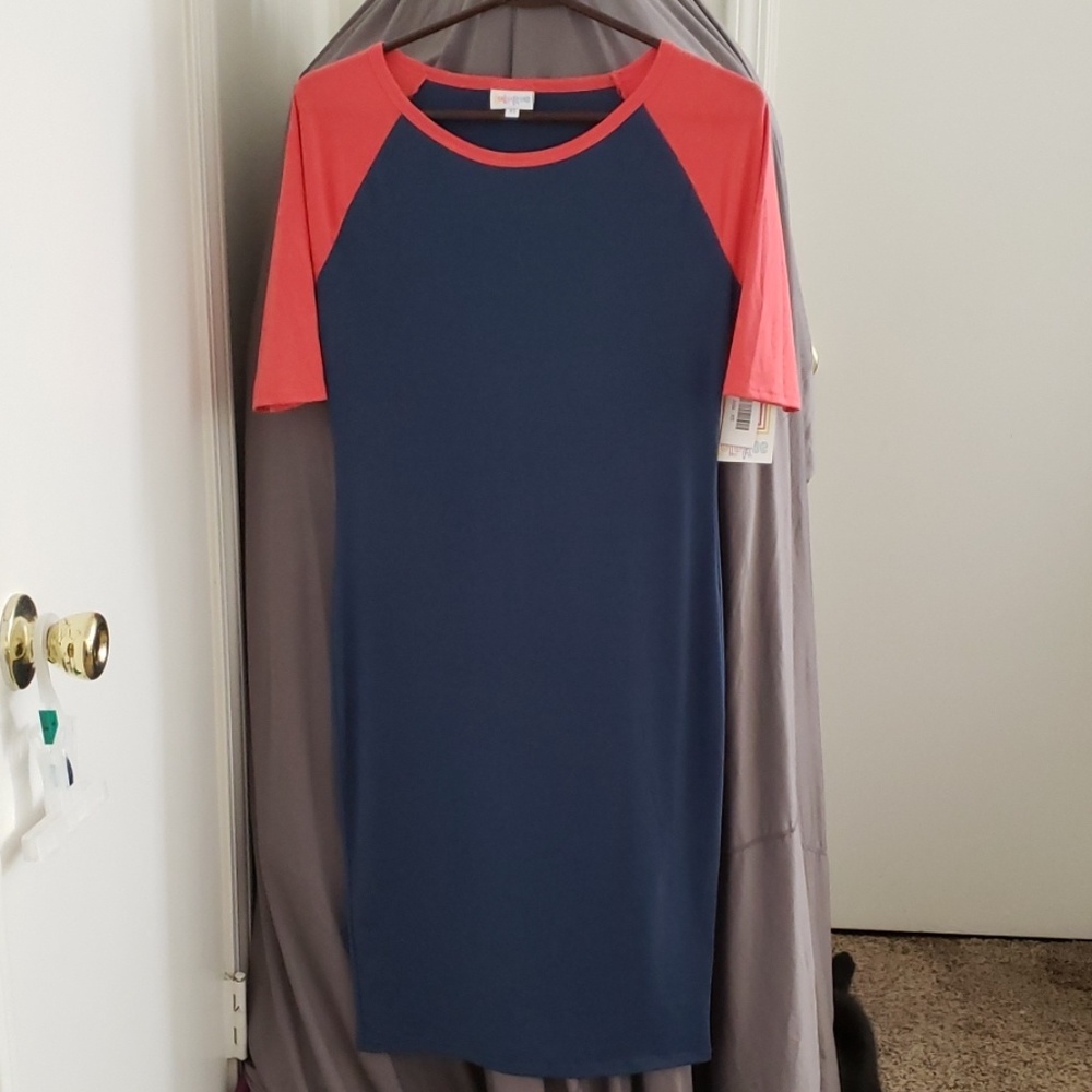 NWT Lularoe Julia Dress size XS navy/salmon